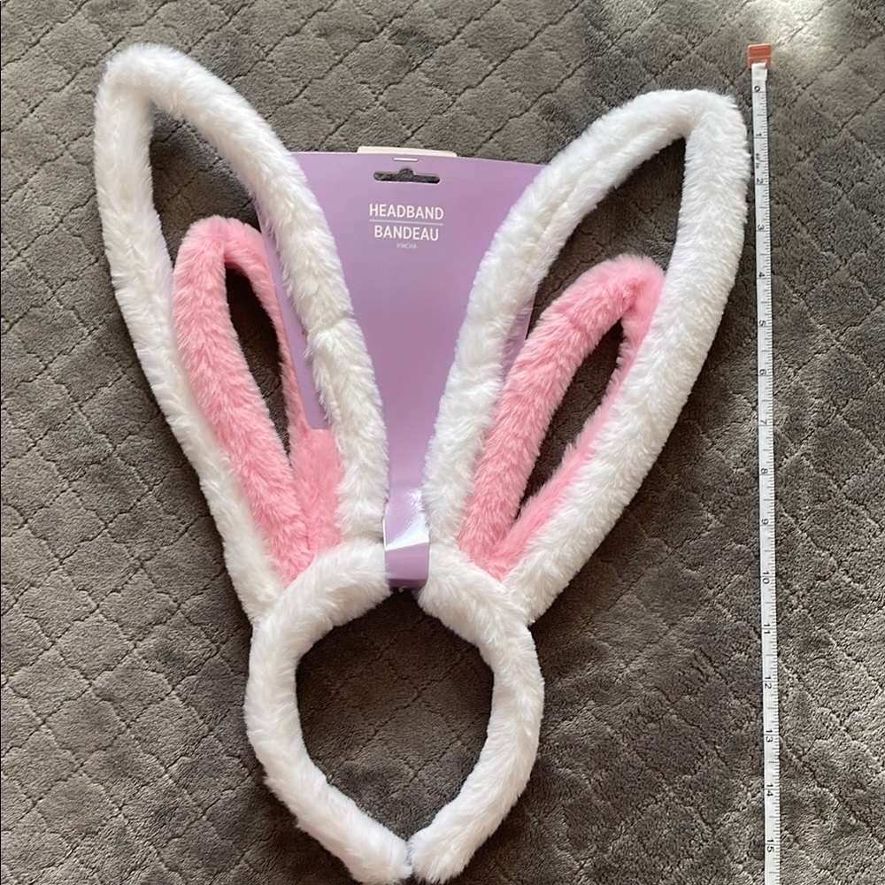 Fluffy Pink and White Bunny Ears Headband